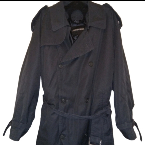 Vintage Pierre Cardin Black Trench Coat W/ Removeable Liner 40L - Picture 2 of 13